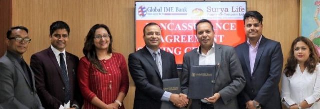 सूर्य लाइफ इन्स्योरेन्स र ग्लोबल आईएमई बैंकबीच सम्झौता