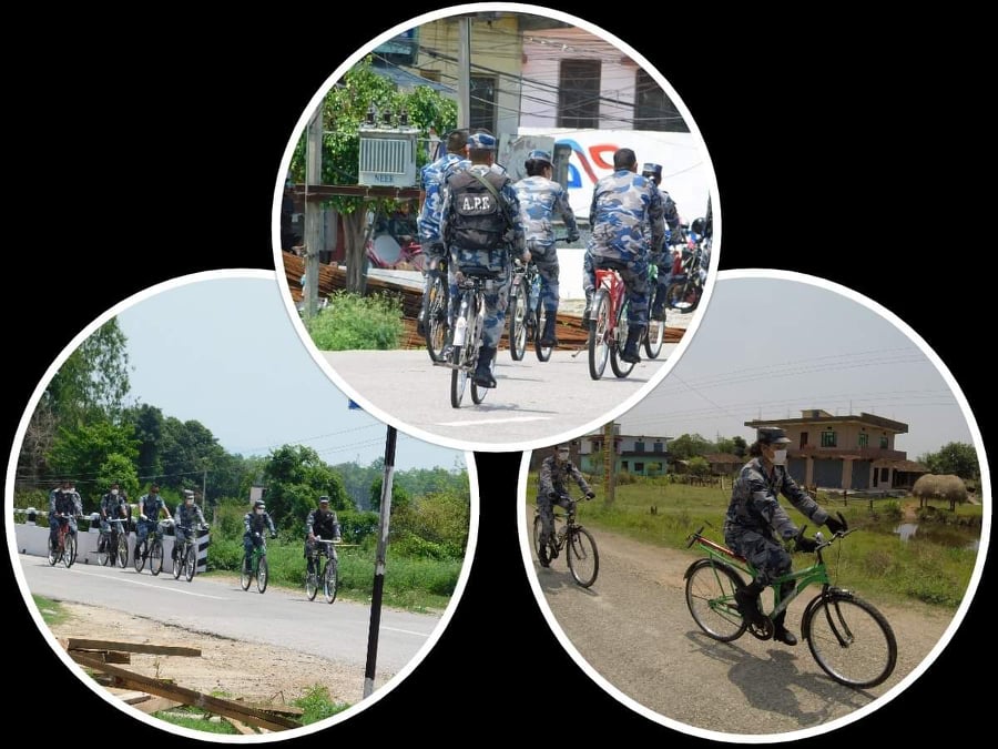 साईकलमा सरर शसस्त्रः गणपति सशस्त्रका कमाण्डर शाहु आफै गस्तीमा !
