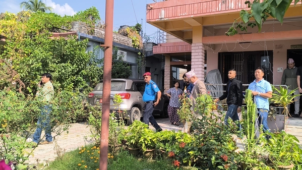 Adhikari being brought to Kathmandu