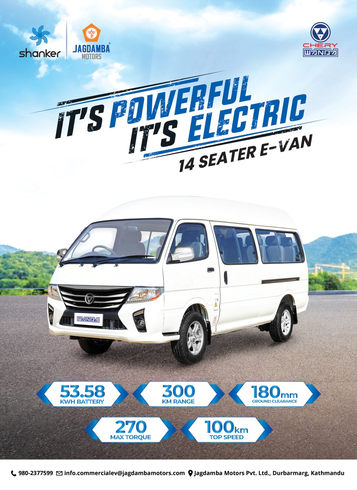 14-19 seater versatile commercial EVs by Jagdamba in NAIMA Nepal mobility expo 2025