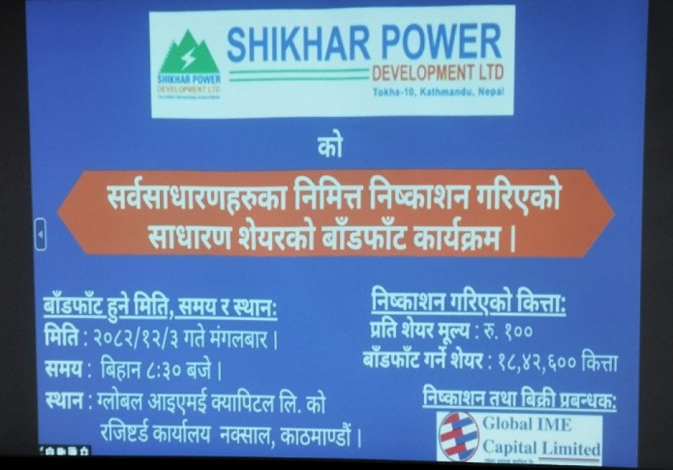 शिखर पावरको आईपिओ बाँडफाँड