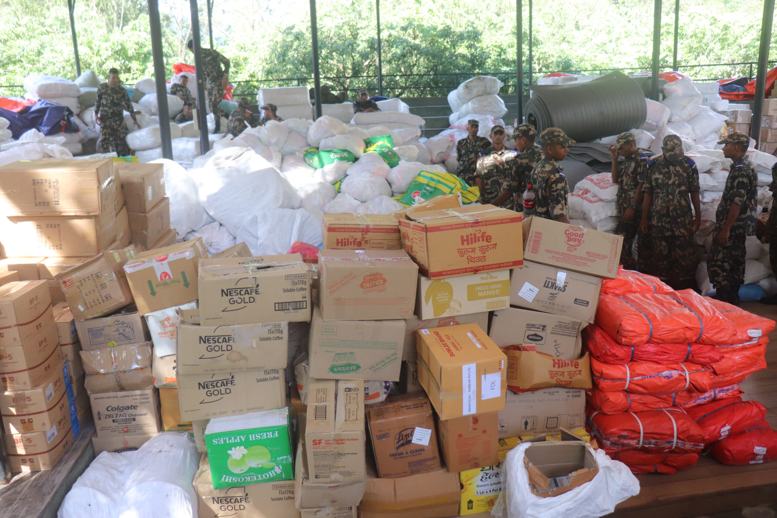 Relief materials distributed to flood survivors at holding centres